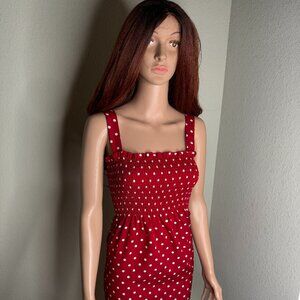 Red and White Polka Dot Midi Dress
